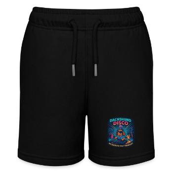 Dachshund Disco – Kein Bellen nachts - Stanley/Stella Teenager Bio-Joggingshorts MINI BOLTER - Schwarz - Vorne
