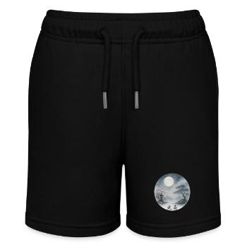 Moonlit Night Zen Ukiyoe Landscape - Stanley/Stella MINI BOLTER Organic Teen Jogging Shorts - black - Front