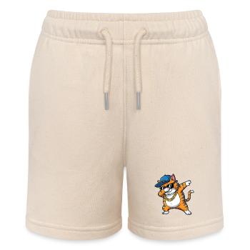 Dabbing Cat Cool Hip Hop Cartoon - Stanley/Stella MINI BOLTER Organic Teen Jogging Shorts - soft Ecru - Front