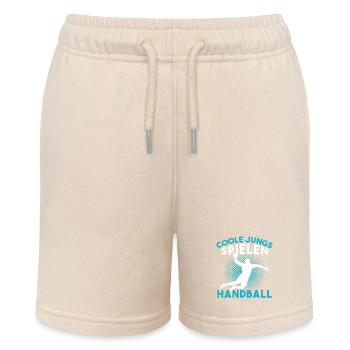 Cool guys playing handball handball - Stanley/Stella MINI BOLTER Organic Teen Jogging Shorts - soft Ecru - Front