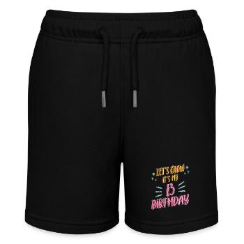 13th birthday Girl Lets Glow My 13 Years Old Gifts - Stanley/Stella MINI BOLTER Organic Teen Jogging Shorts - black - Front