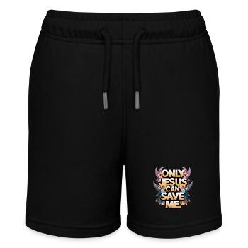 Only Jesus can save me christliches Design - Stanley/Stella Teenager Bio-Joggingshorts MINI BOLTER - Schwarz - Vorne
