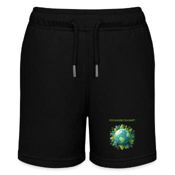 Klimaschutz Erde - Stanley/Stella Teenager Bio-Joggingshorts MINI BOLTER - Schwarz - Vorne