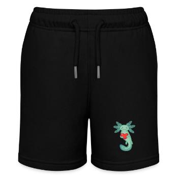 Dunkelgrüner Axolotl mit rotem Herz - Stanley/Stella Teenager Bio-Joggingshorts MINI BOLTER - Schwarz - Vorne