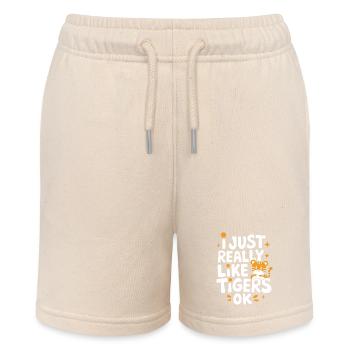 Tiger Animal Zoo Wild Animal - Stanley/Stella MINI BOLTER Organic Teen Jogging Shorts - soft Ecru - Front