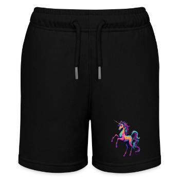 Psychedelisches Neon-Einhorn – Buntes Fantasy-Pferd - Stanley/Stella Teenager Bio-Joggingshorts MINI BOLTER - Schwarz - Vorne