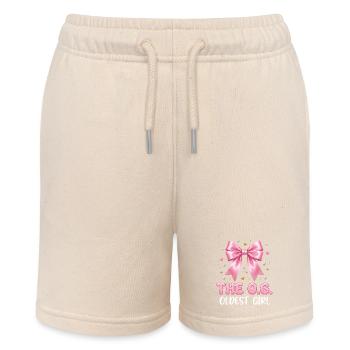 The Oldest Girl Pink Bow Family Design - Stanley/Stella Teenager Bio-Joggingshorts MINI BOLTER - Natur - Vorne