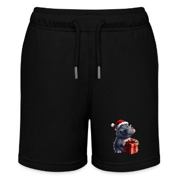 Nilpferde Weihnachten - Stanley/Stella Teenager Bio-Joggingshorts MINI BOLTER - Schwarz - Vorne