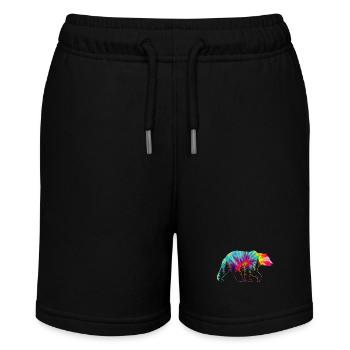 Grizzlybär Bär Tie Dye - Stanley/Stella Teenager Bio-Joggingshorts MINI BOLTER - Schwarz - Vorne
