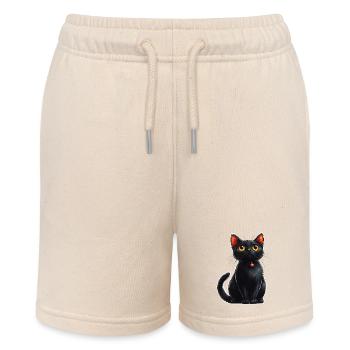 Black Cat - Stanley/Stella MINI BOLTER Organic Teen Jogging Shorts - soft Ecru - Front