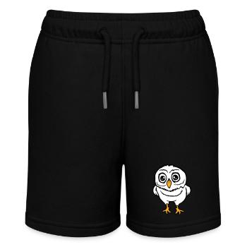 Eule Vogel Uhu Nachtvogel Schleiereule Kauz Comic - Stanley/Stella Teenager Bio-Joggingshorts MINI BOLTER - Schwarz - Vorne