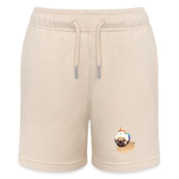 Einhorn Mops Unicorn pug - Stanley/Stella Teenager Bio-Joggingshorts MINI BOLTER - Natur - Vorne