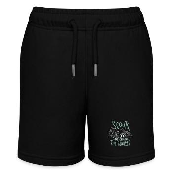 Scout camping tents gift - Stanley/Stella MINI BOLTER Organic Teen Jogging Shorts - black - Front