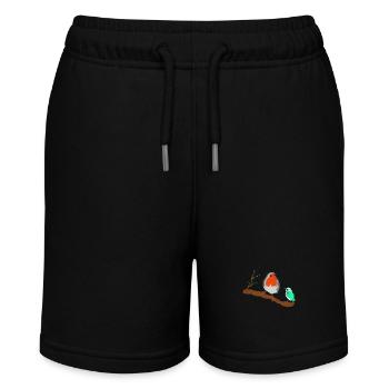 Vögel Rotkehlchen auf Zweig - Stanley/Stella Teenager Bio-Joggingshorts MINI BOLTER - Schwarz - Vorne