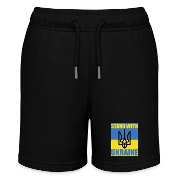 Stand With Ukraine Flag Trident Support Jersey - Stanley/Stella MINI BOLTER Organic Teen Jogging Shorts - black - Front