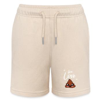 I Love poop cute shit pile - Stanley/Stella MINI BOLTER Organic Teen Jogging Shorts - soft Ecru - Front
