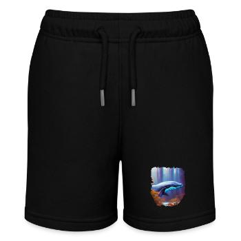 Surrealismus Kunst Wal im Wald - Stanley/Stella Teenager Bio-Joggingshorts MINI BOLTER - Schwarz - Vorne