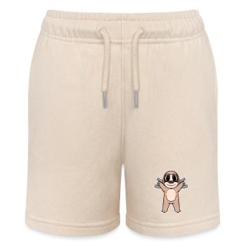 Sloth Dumbbell Training Strength Training Fitness - Stanley/Stella MINI BOLTER Organic Teen Jogging Shorts - soft Ecru - Front
