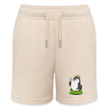 Penguin Detective Magnifier - Stanley/Stella MINI BOLTER Organic Teen Jogging Shorts - soft Ecru - Front