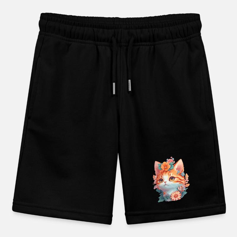 Rote Katze mit Blumen Stanley/Stella Teenager Bio-Joggingshorts MINI BOLTER