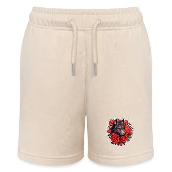 Gothic Wolf und Rosen Illustration - Stanley/Stella Teenager Bio-Joggingshorts MINI BOLTER - Natur - Vorne