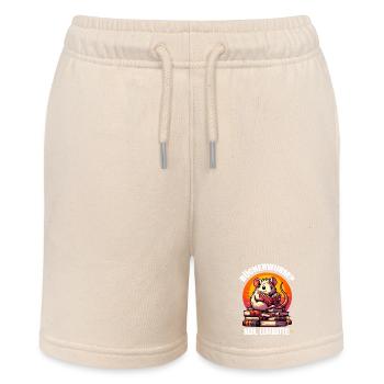Bücherwurm? Nein, Leseratte! Süße Ratte liest Buch - Stanley/Stella Teenager Bio-Joggingshorts MINI BOLTER - Natur - Vorne