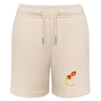 Rocket Motif - Stanley/Stella MINI BOLTER Organic Teen Jogging Shorts - soft Ecru - Front