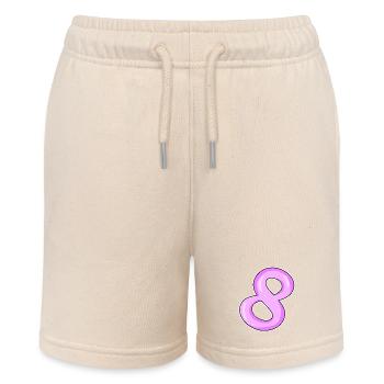Zahl 8 Nummer Acht Motiv Rosa - Stanley/Stella Teenager Bio-Joggingshorts MINI BOLTER - Natur - Vorne