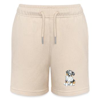 Australian Shepherd Hund Aussie - Stanley/Stella Teenager Bio-Joggingshorts MINI BOLTER - Natur - Vorne