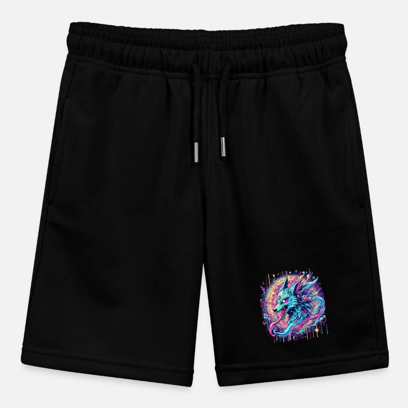 Psychedelic Fox Head Goa Art Stanley/Stella MINI BOLTER Organic Teen Jogging Shorts