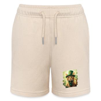 St Patrick's Day Cat - Stanley/Stella MINI BOLTER Organic Teen Jogging Shorts - soft Ecru - Front