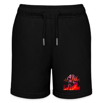 Starke Faust mit feurigen Herzschlag - Stanley/Stella Teenager Bio-Joggingshorts MINI BOLTER - Schwarz - Vorne