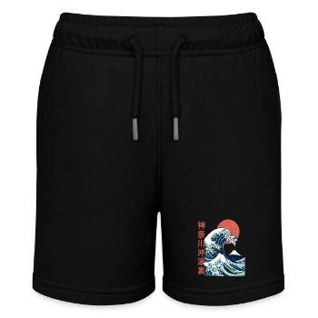 Die große Welle vor Kanagawa - Stanley/Stella Teenager Bio-Joggingshorts MINI BOLTER - Schwarz - Vorne