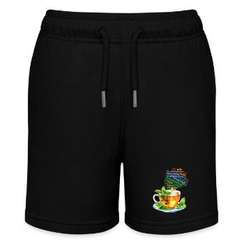 Minztee und seine Eigenschaften - Aquarell - Stanley/Stella Teenager Bio-Joggingshorts MINI BOLTER - Schwarz - Vorne