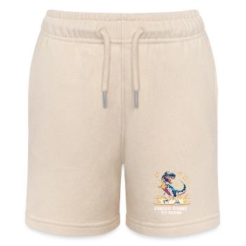 Start drücken zum Brüllen | Dinosaurier, Retro - Stanley/Stella Teenager Bio-Joggingshorts MINI BOLTER - Natur - Vorne