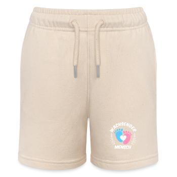 Werdende Mutter WACHSENDER MENSCH Lustig - Stanley/Stella Teenager Bio-Joggingshorts MINI BOLTER - Natur - Vorne