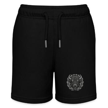 Europäischer Bison mit Eichenkranz Kunst - Stanley/Stella Teenager Bio-Joggingshorts MINI BOLTER - Schwarz - Vorne