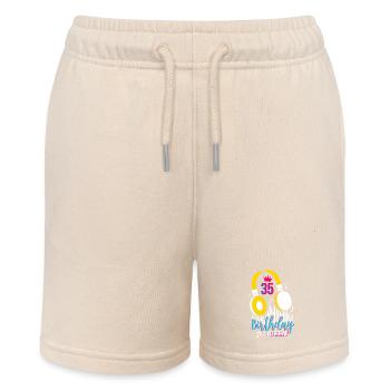 Birthday Queen 35. Geburtstag - Stanley/Stella Teenager Bio-Joggingshorts MINI BOLTER - Natur - Vorne