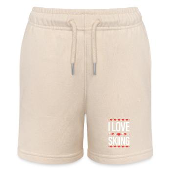 I Love Skiing Herzensdesign - Stanley/Stella Teenager Bio-Joggingshorts MINI BOLTER - Natur - Vorne