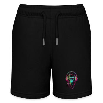 Neonaffe mit Kopfhörer - Stanley/Stella Teenager Bio-Joggingshorts MINI BOLTER - Schwarz - Vorne