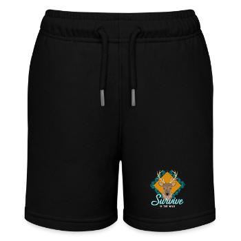 Survive In The Wild Deer Motif - Stanley/Stella MINI BOLTER Organic Teen Jogging Shorts - black - Front