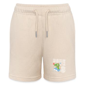 Dino Party Geburtstagsdino auf Hai 6 Jahre - Stanley/Stella Teenager Bio-Joggingshorts MINI BOLTER - Natur - Vorne