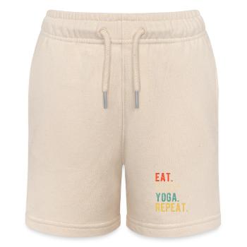 Eat Sleep Yoga Repeat Retro Spruch Design - Stanley/Stella Teenager Bio-Joggingshorts MINI BOLTER - Natur - Vorne