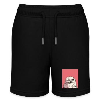 Grumpy Owl Illustration – Urteilende Tierkunst De - Stanley/Stella Teenager Bio-Joggingshorts MINI BOLTER - Schwarz - Vorne
