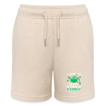 Salary in Yards of Fabric Funny Sewing Humor - Stanley/Stella MINI BOLTER Organic Teen Jogging Shorts - soft Ecru - Front