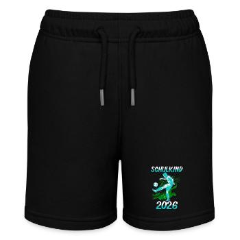 Schulkind 2026 Fußball - Stanley/Stella Teenager Bio-Joggingshorts MINI BOLTER - Schwarz - Vorne