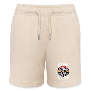 Stay Cool Elefant - Kinder Retro - Stanley/Stella Teenager Bio-Joggingshorts MINI BOLTER - Natur - Vorne