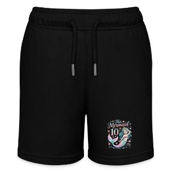 Mermaid 10th Birthday 10 Years - Stanley/Stella MINI BOLTER Organic Teen Jogging Shorts - black - Front