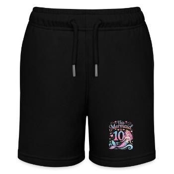 Mermaid 10th Birthday 10 Years - Stanley/Stella MINI BOLTER Organic Teen Jogging Shorts - black - Front