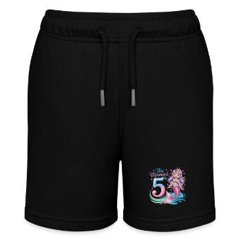 Mermaid 5th Birthday 5 Years - Stanley/Stella MINI BOLTER Organic Teen Jogging Shorts - black - Front